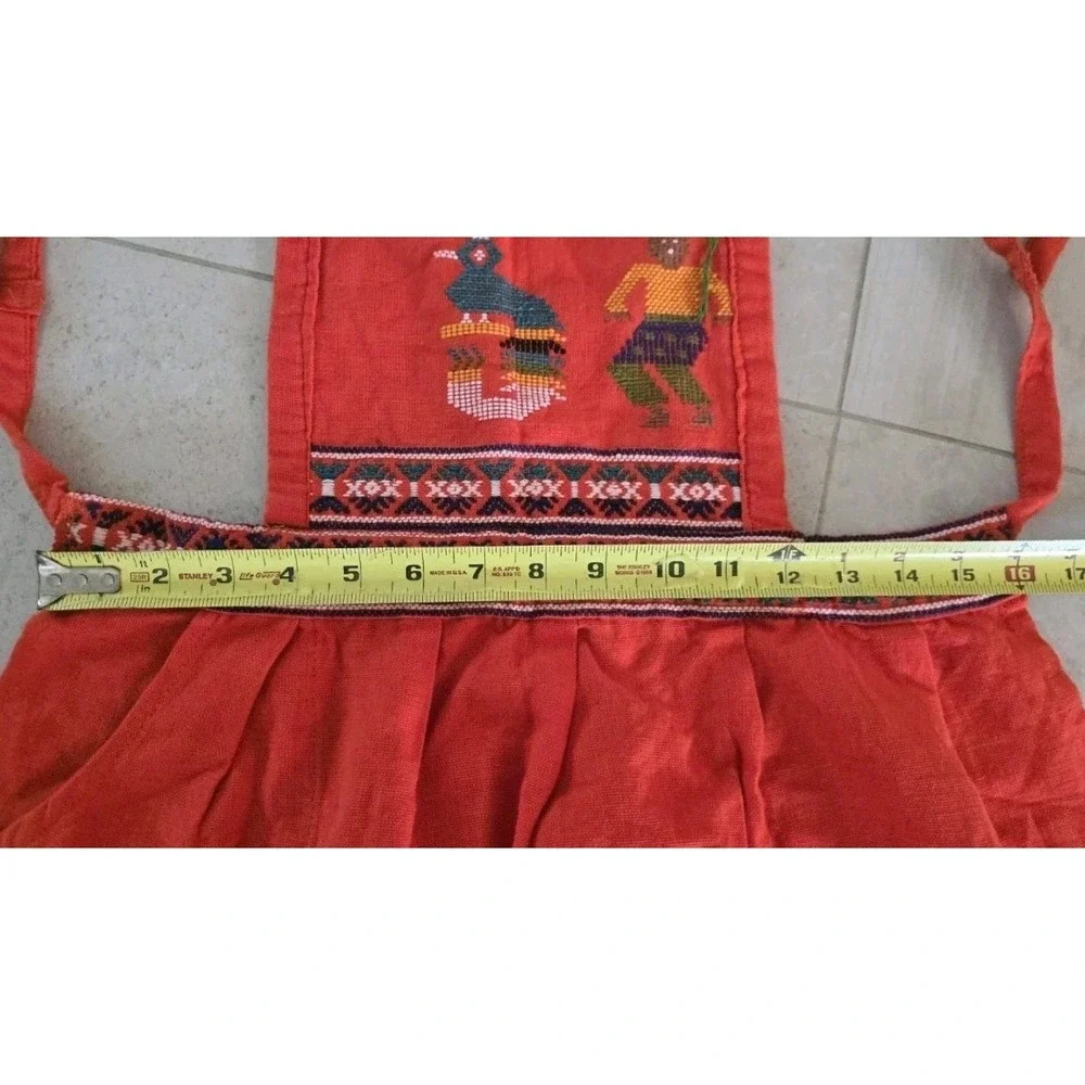 VTG‎ Guatemalan Handwoven Embroidered Apron Cross Stitch Folk Art Boho Chic